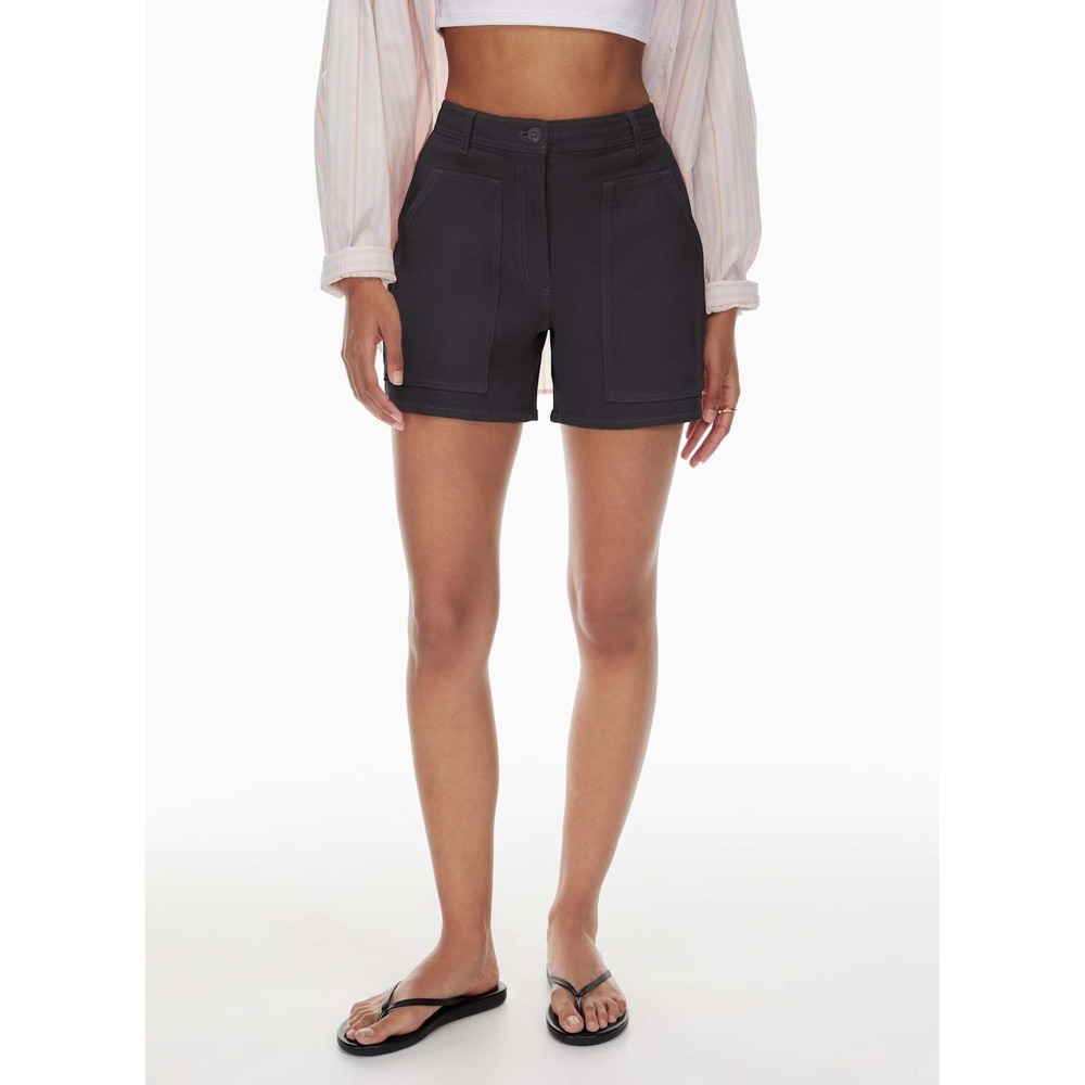 Wilfred Free Aritzia Modern Utility Shorts Black‎ High Rise Cotton Size 6